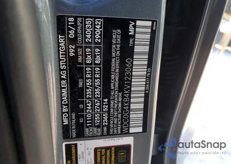 2019 Mercedes-Benz Glc 300 4Matic z USA, uszkodzony, nr VIN WDC0G4KB4KV123060